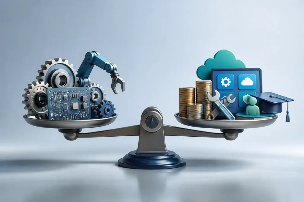 How should a business divide its automation budget between setup, integrations, training, maintenance, and recurring software