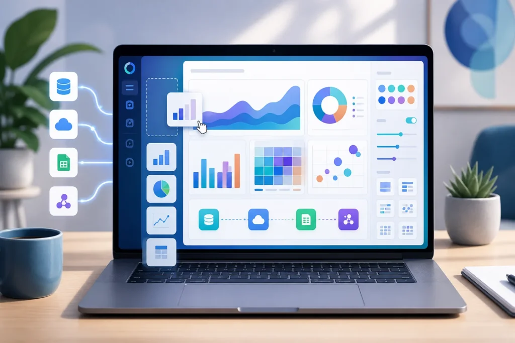 Which BI tools let nontechnical users build reports without SQL, and how do their features compare?